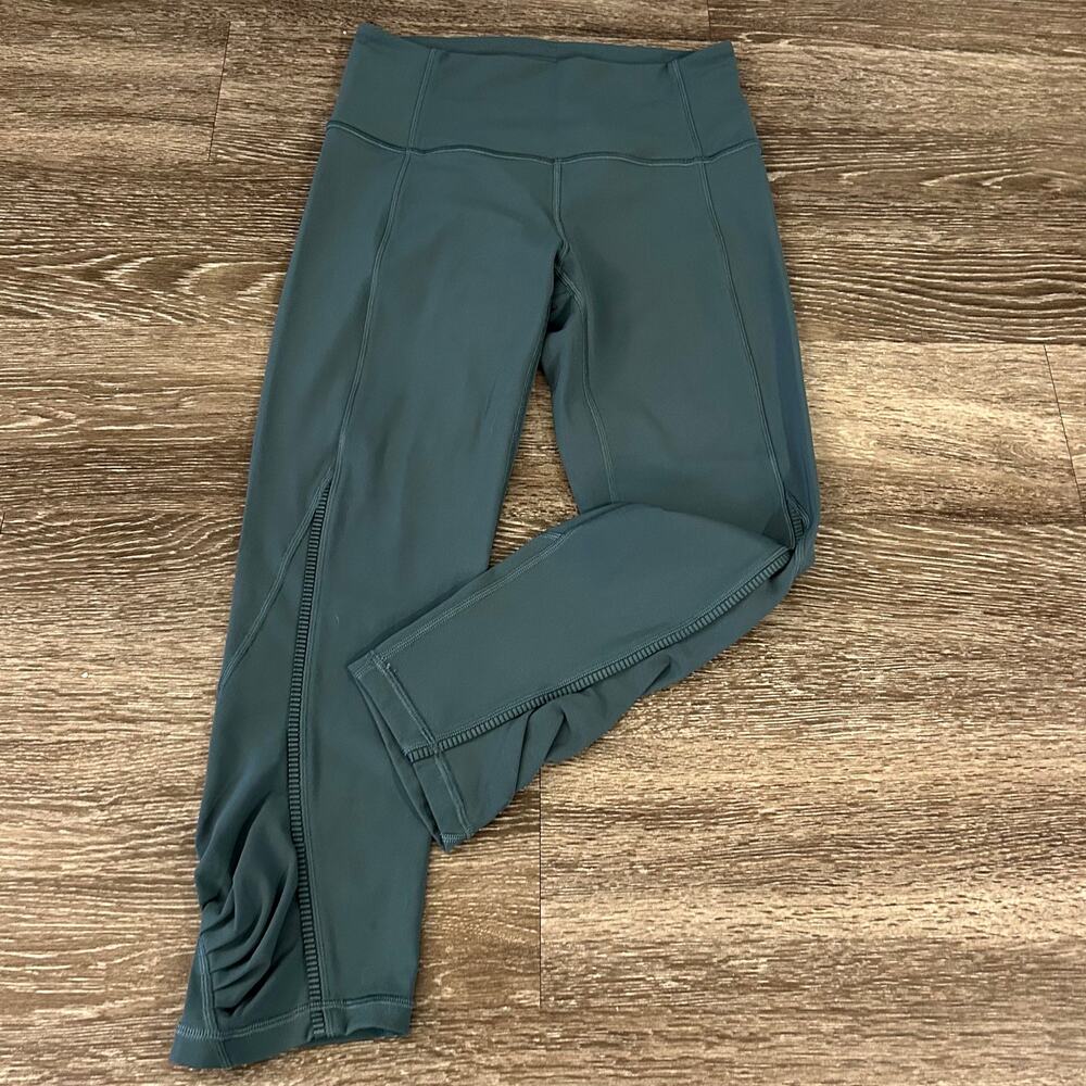 Lululemon Wunder Under Crop‎ Hi-Rise Pleat 21” Teal Shadow 6